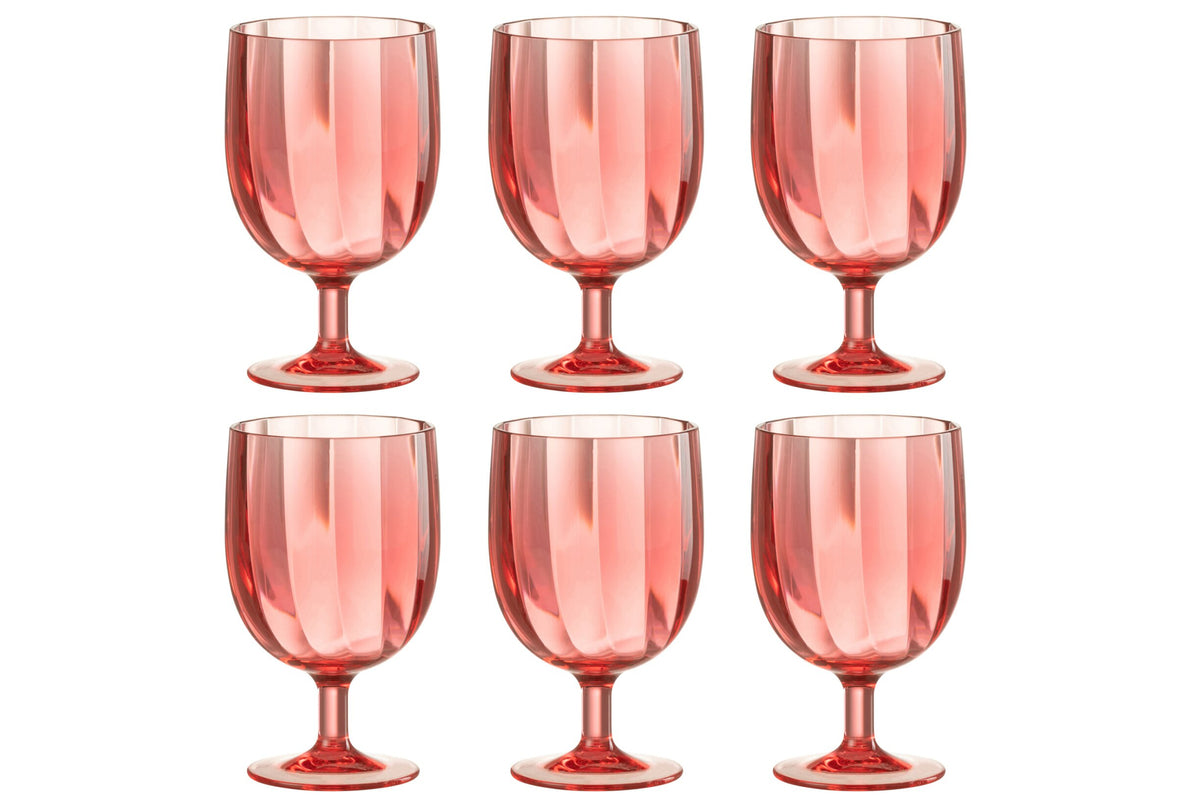 J-Line Copas de vino de 31 cl irrompibles rojas - 6 unidades
