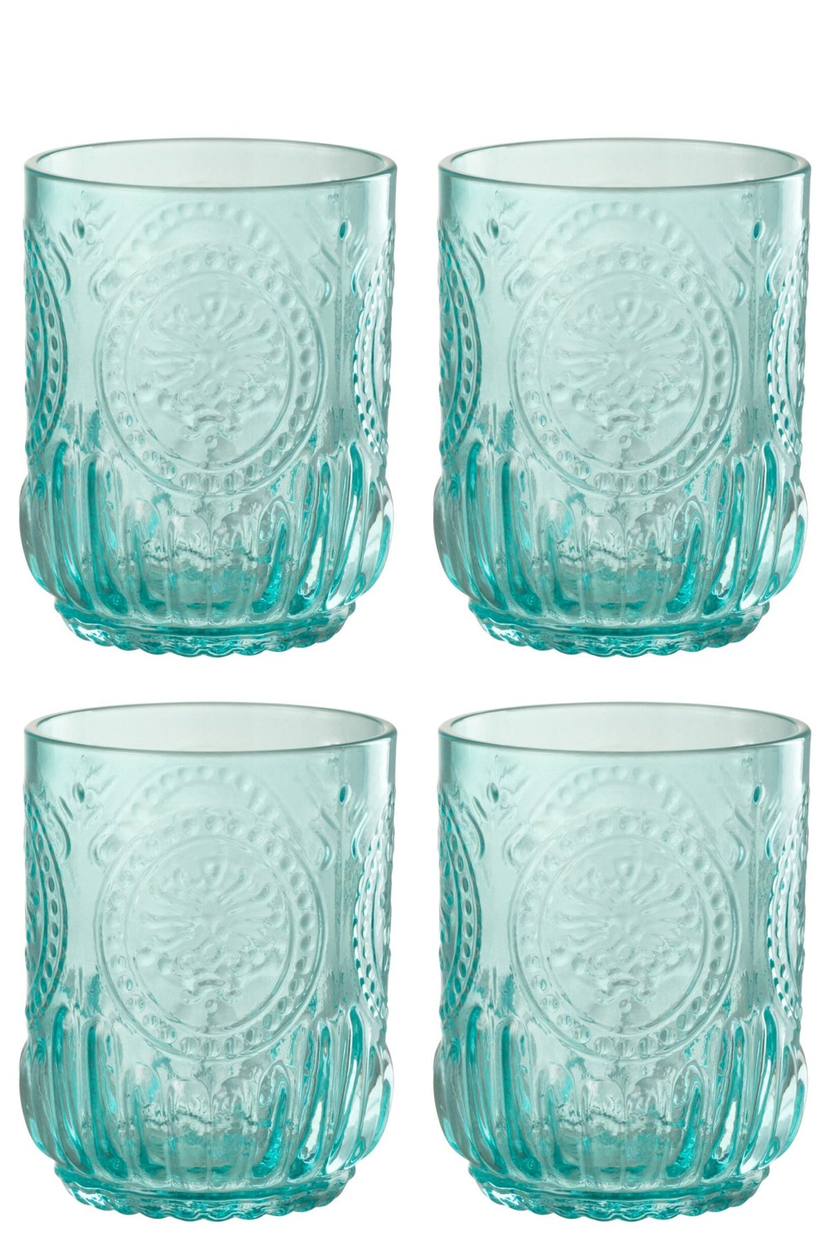 Vasos de agua J-Line Maya de 32 cl, turquesa – 4 unidades