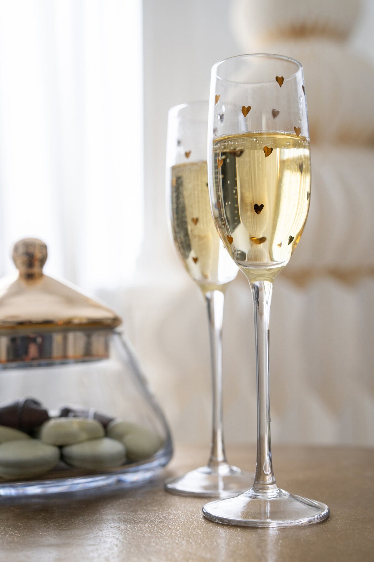 J-Line Champagne Glass 22 cl Heart Transparent/Gold