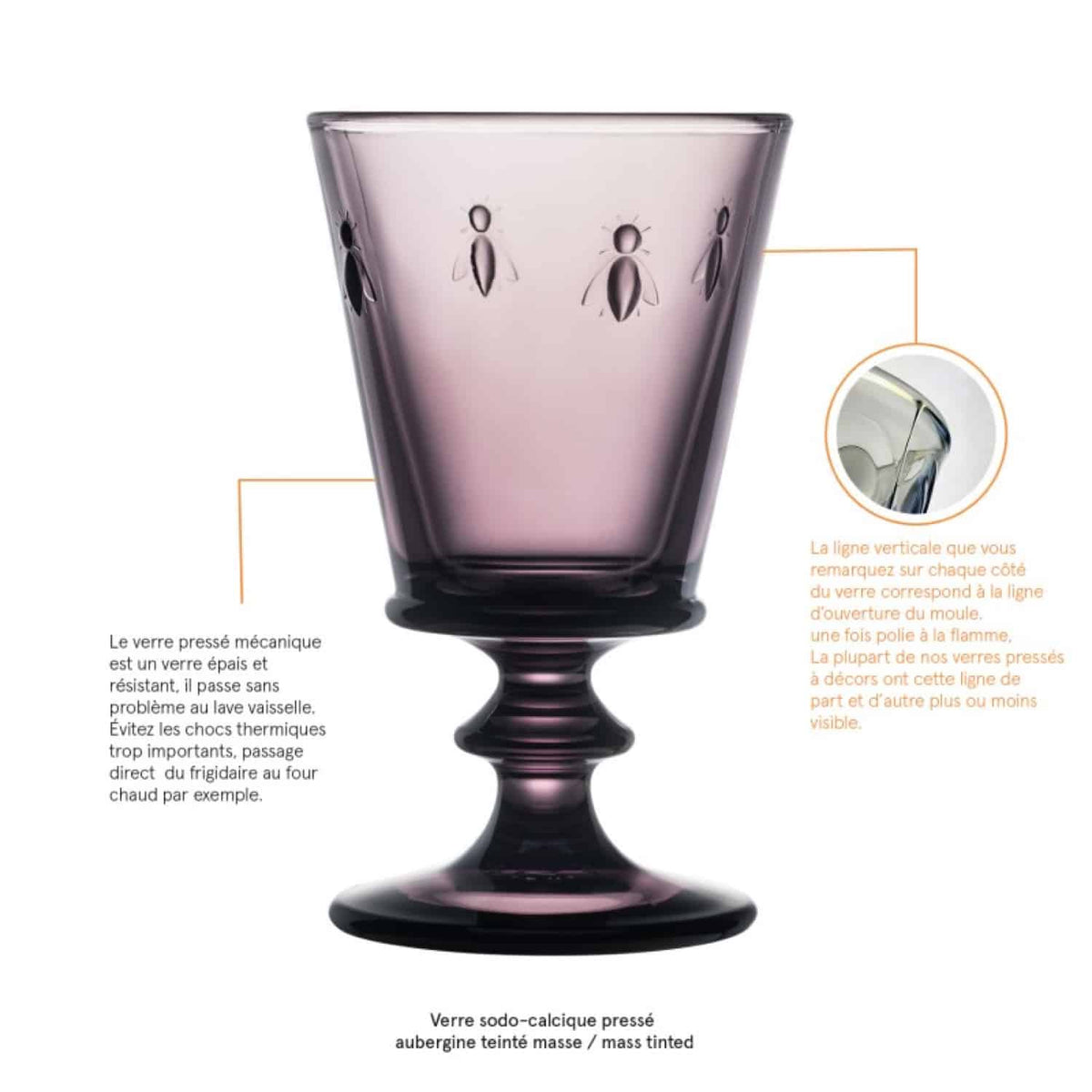 La Rochère Abeille Wijnglas 24 cl Aubergine - 6 Stuks - Glazen.nl