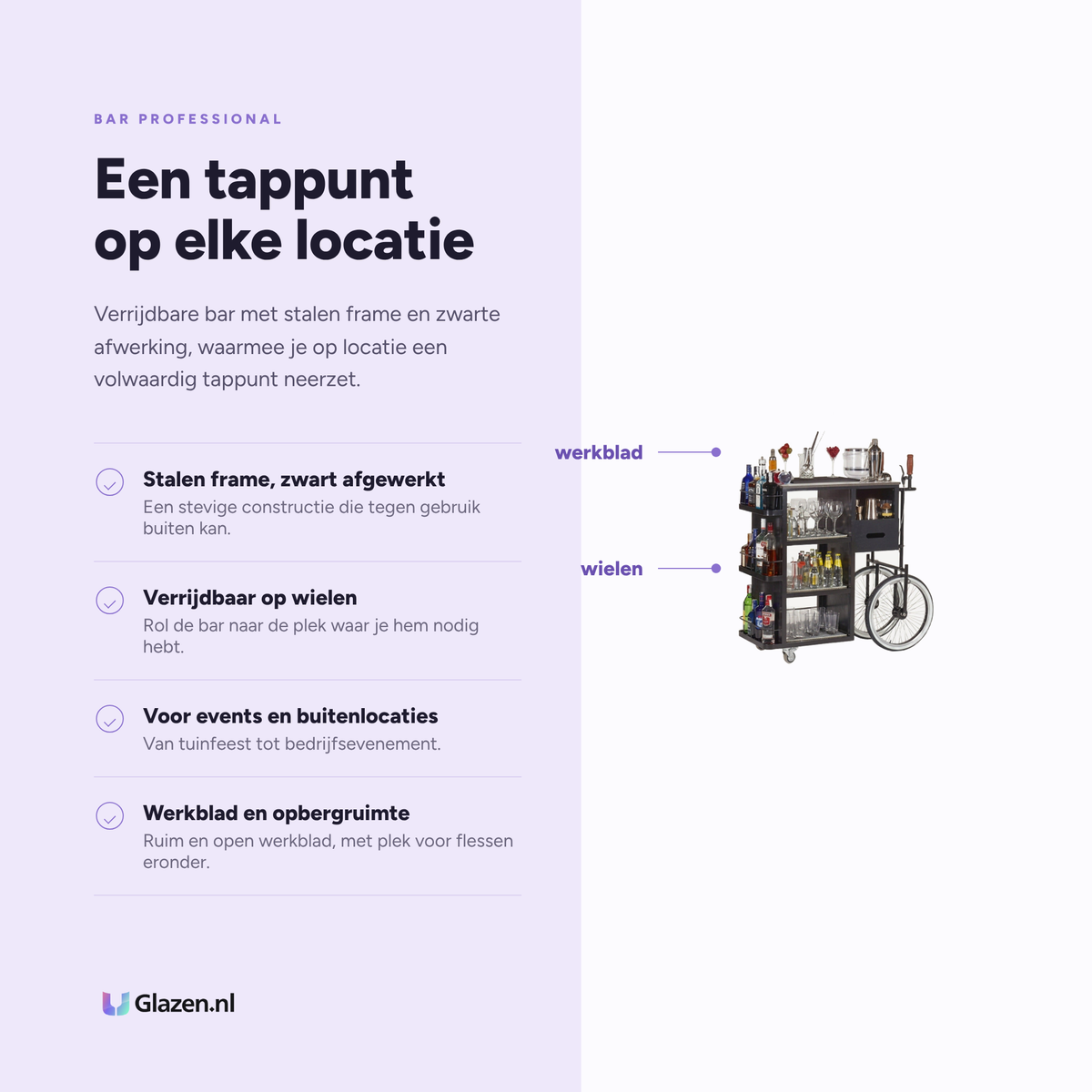 Eigenschappen van Mobiele Bar Cabrio van Bar Professional