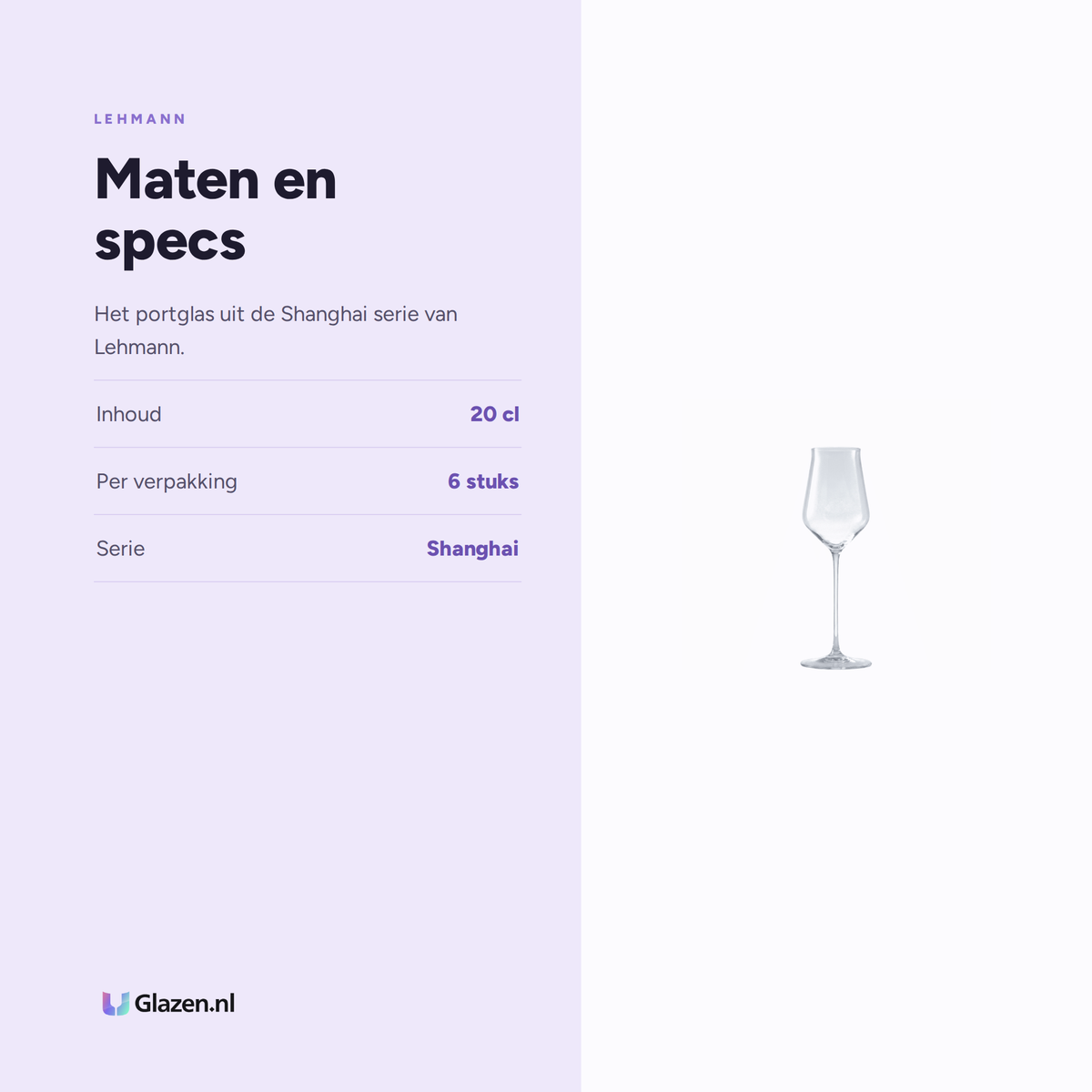 Maten en specs van Lehmann Shanghai Portglas 20 Cl
