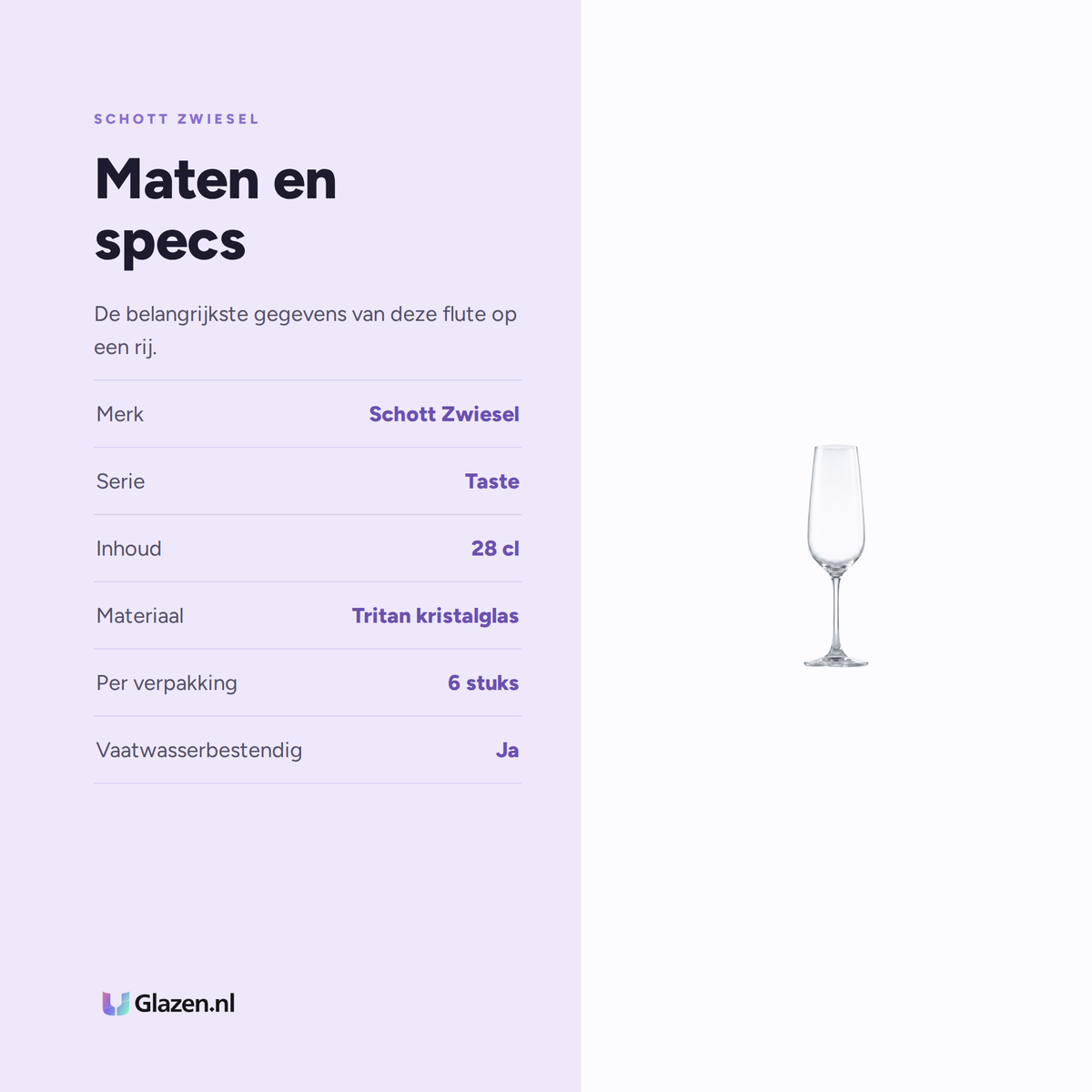 Schott Zwiesel Taste Champagneflute 28 cl maten en specs