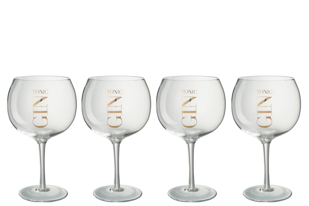 J-Line Gin and Tonic Glasses 88 cl Transparent/Gold – 4 Pieces