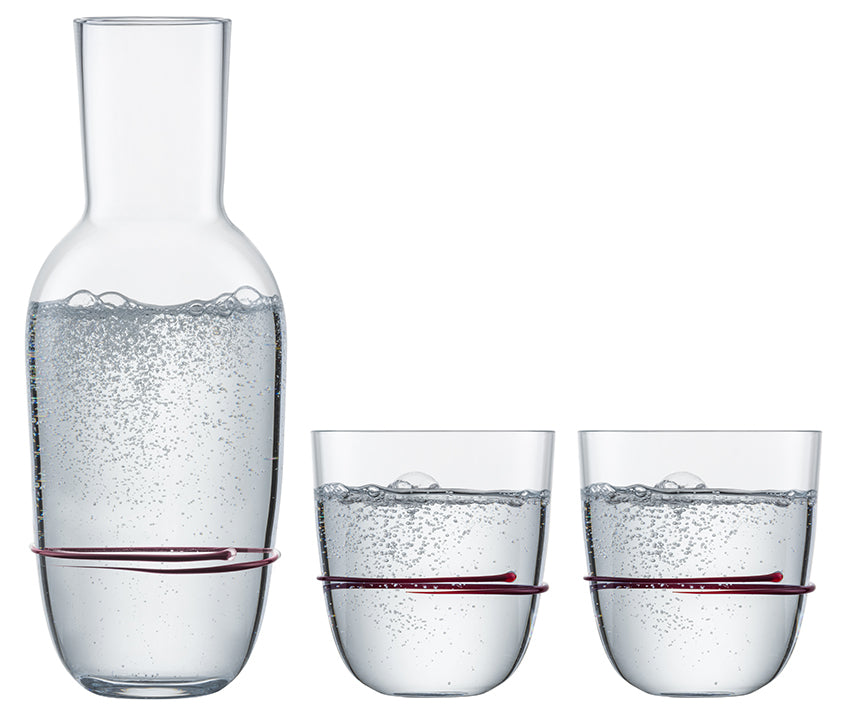 Zwiesel Glas Aura set con decantador y 2 vasos tumbler color berenjena - 3 unidades
