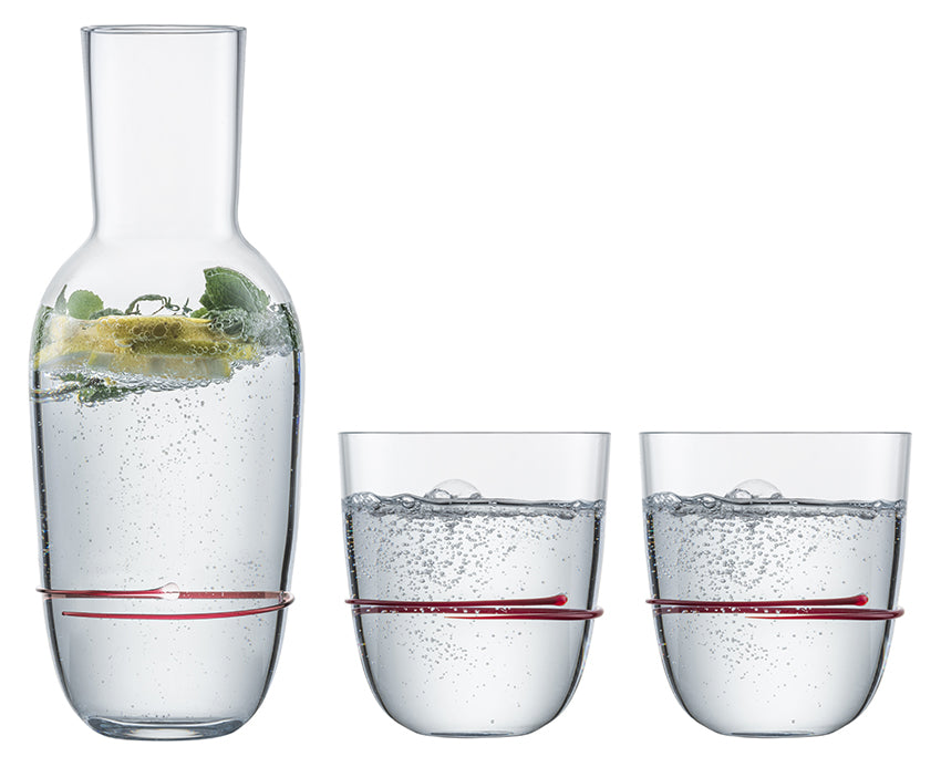 Zwiesel Glas Aura set de jarra con 2 vasos tumbler rojos - 3 unidades