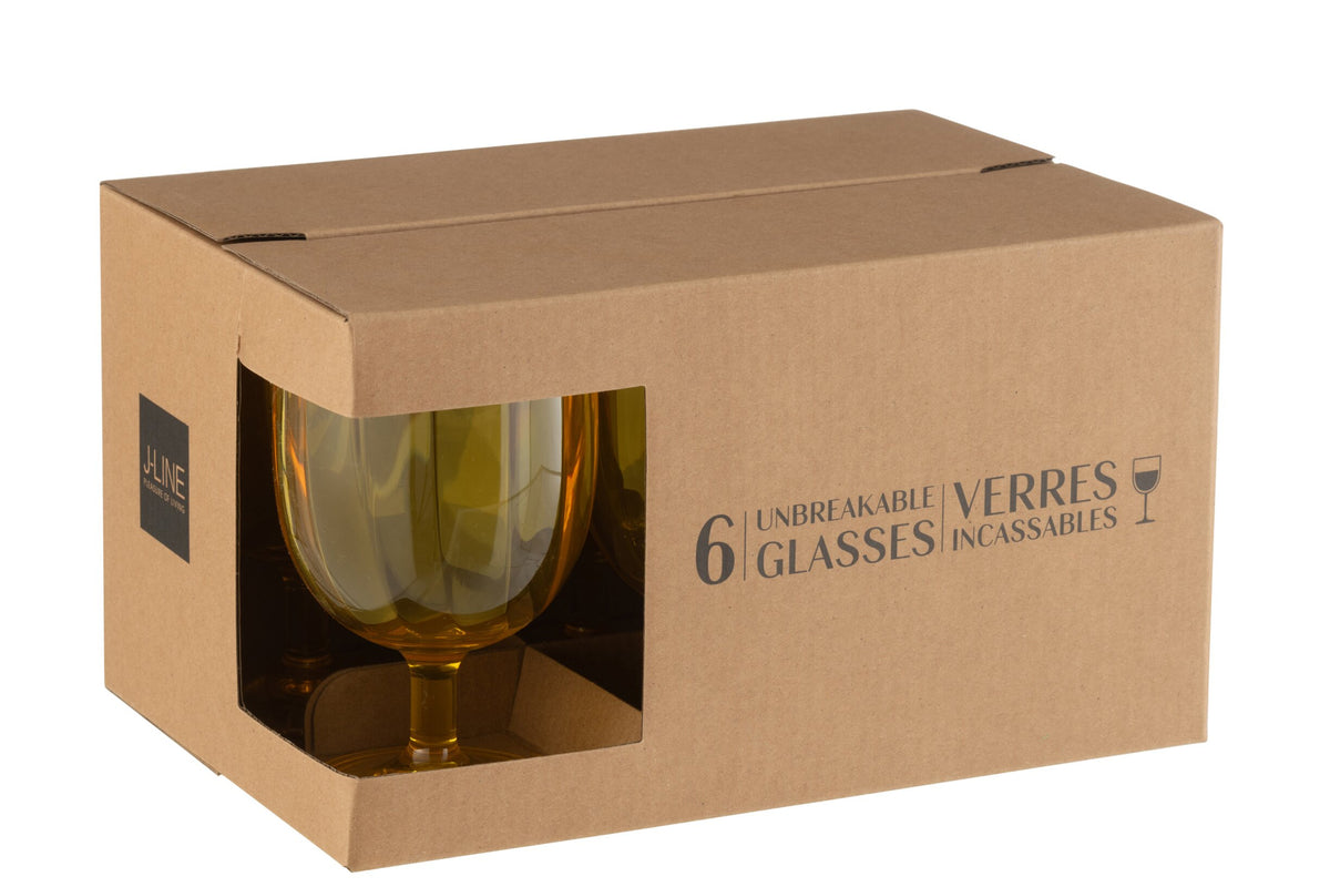 J-Line Wine Glass 31 Cl Unbreakable Yellow - 6 Pieces