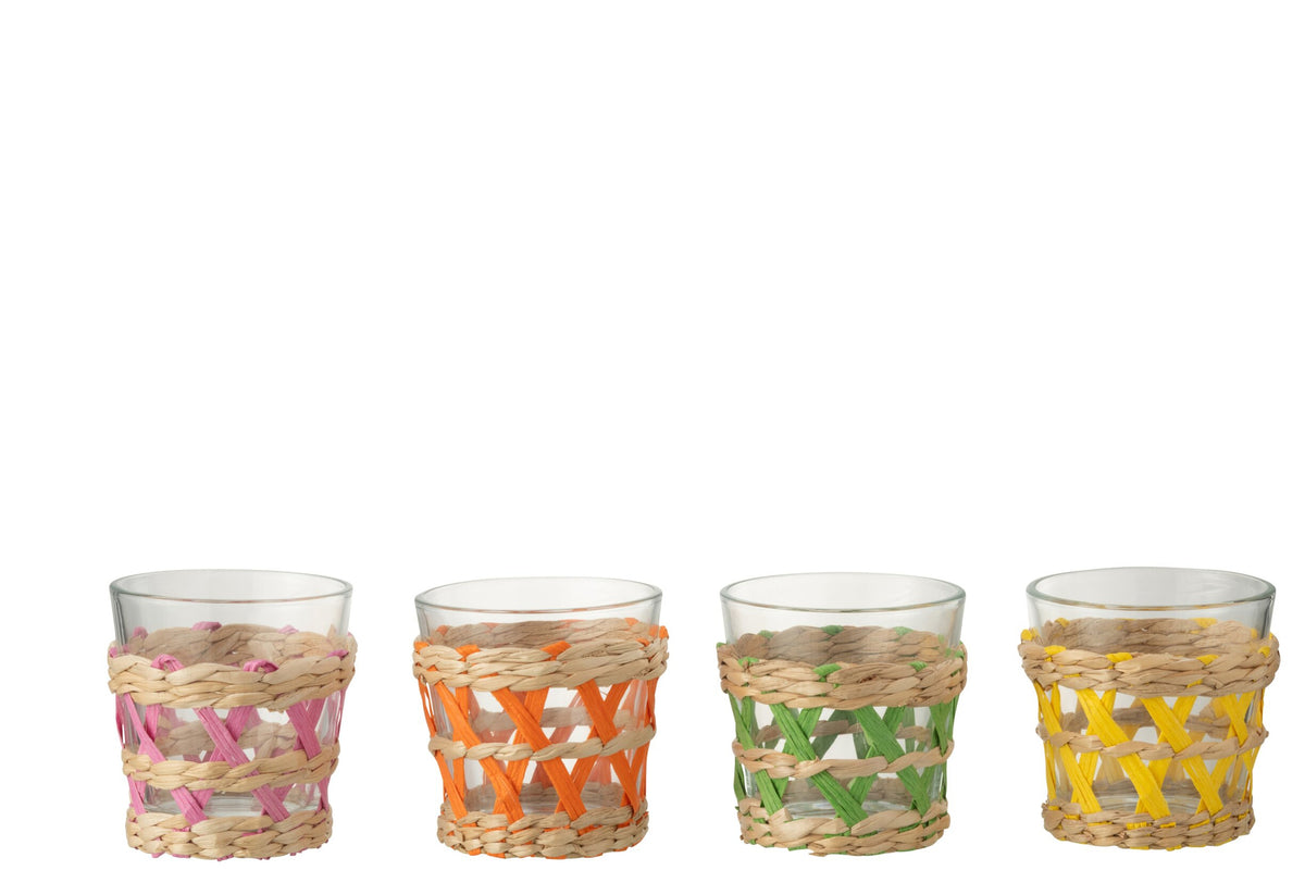 J-Line Vasos de agua de 18,5 cl trenzados pequeños surtidos - 4 unidades