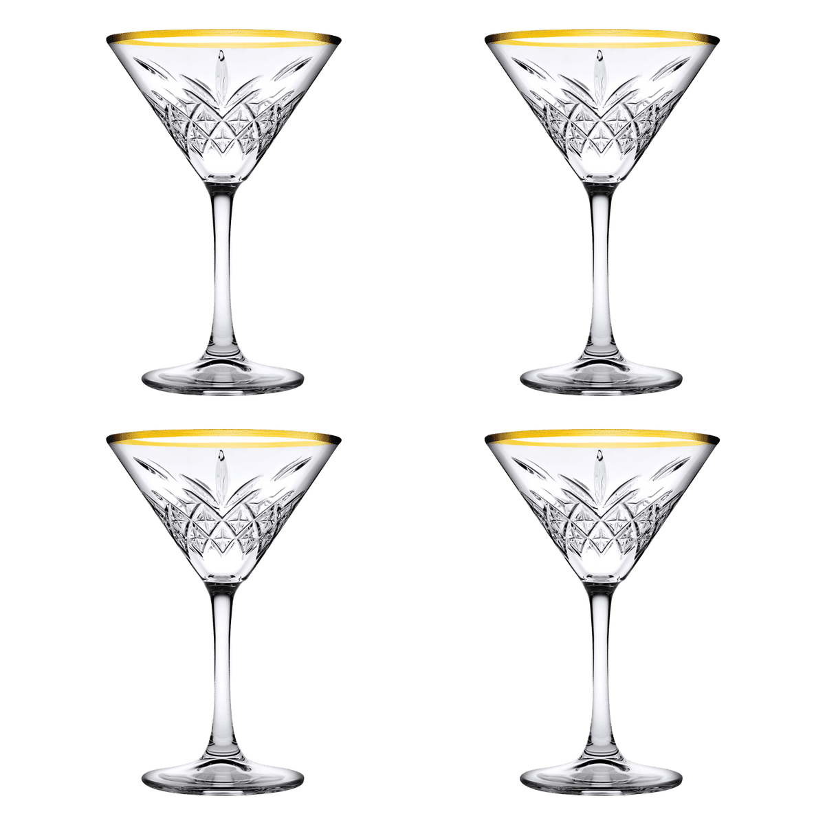 Pasabahce Timeless Martiniglas 23 Cl Gouden Rand - 4 Stuks - Glazen.nl
