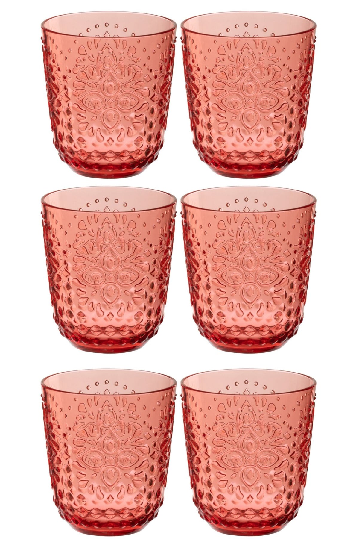 Vasos de agua J-Line de 47,3 cl, irrompibles, rojos - 6 unidades