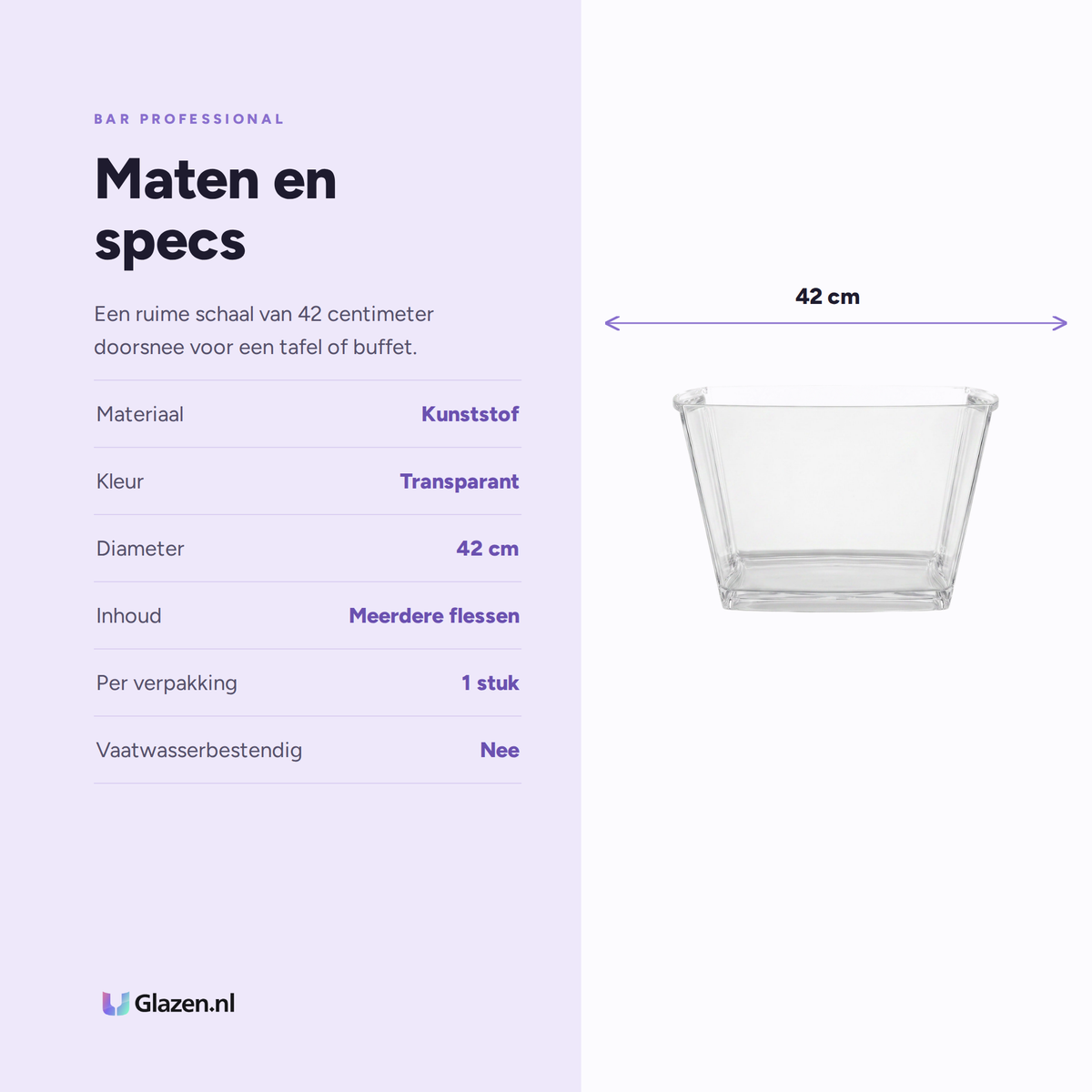 Maten en specs van Bar Professional Alaska Wijnschaal Transparant 42 Cm