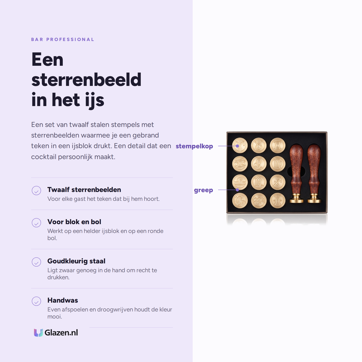 Eigenschappen van Bar Professional Zodiac IJsstempel Goud 12-Delige Set