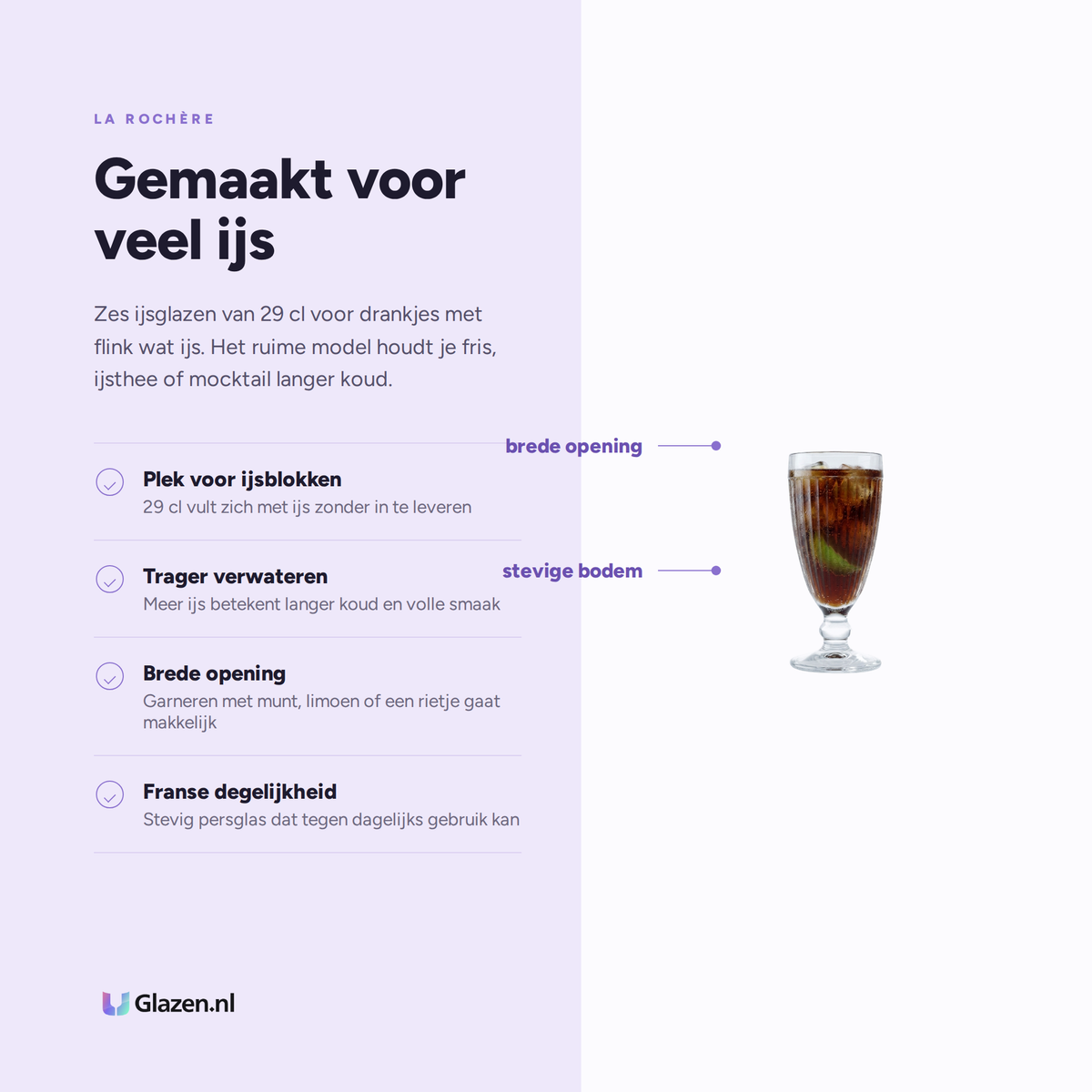 Eigenschappen van La Rochère Antillaise Ijsglas 29 cl - 6 Stuks