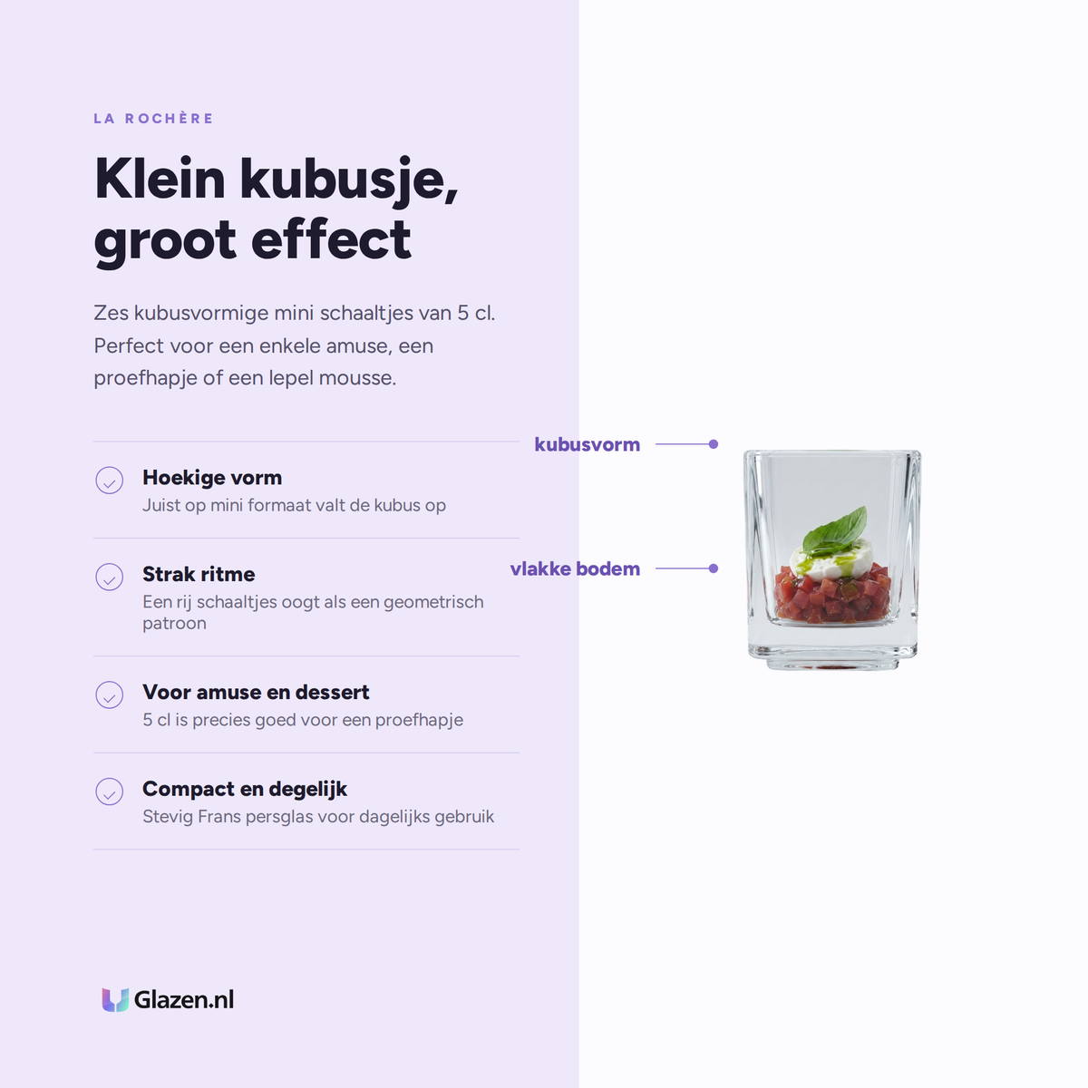 Eigenschappen van La Rochère Kube Amuse Schaaltje Mini 5 Cl - 6 Stuks