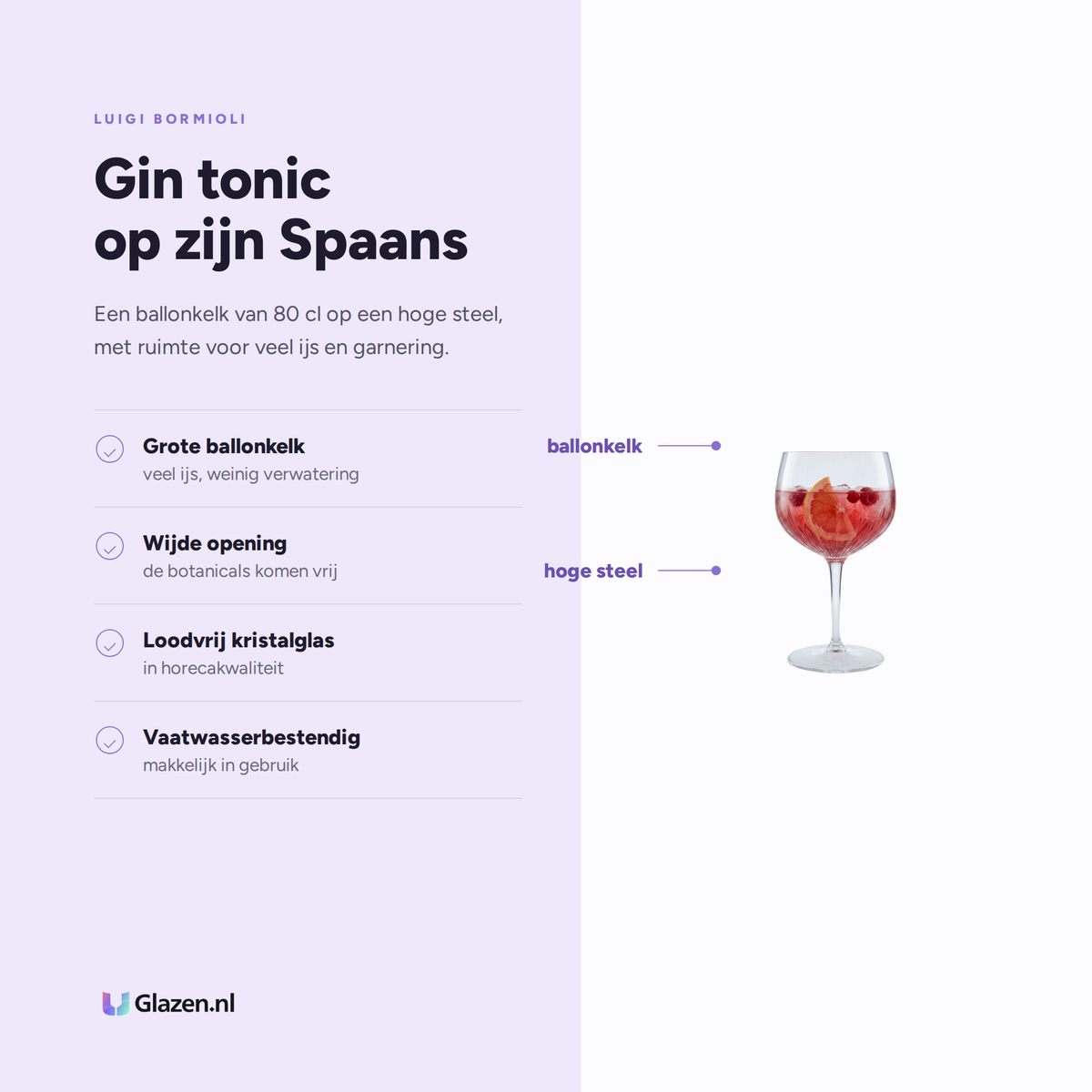 Eigenschappen van Luigi Bormioli Mixology Spanish Gin Tonic Glas 80 Cl