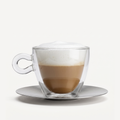 Luigi Bormioli Thermic Glass Taza de café 30 Cl con platillo de acero inoxidable - 2 unidades