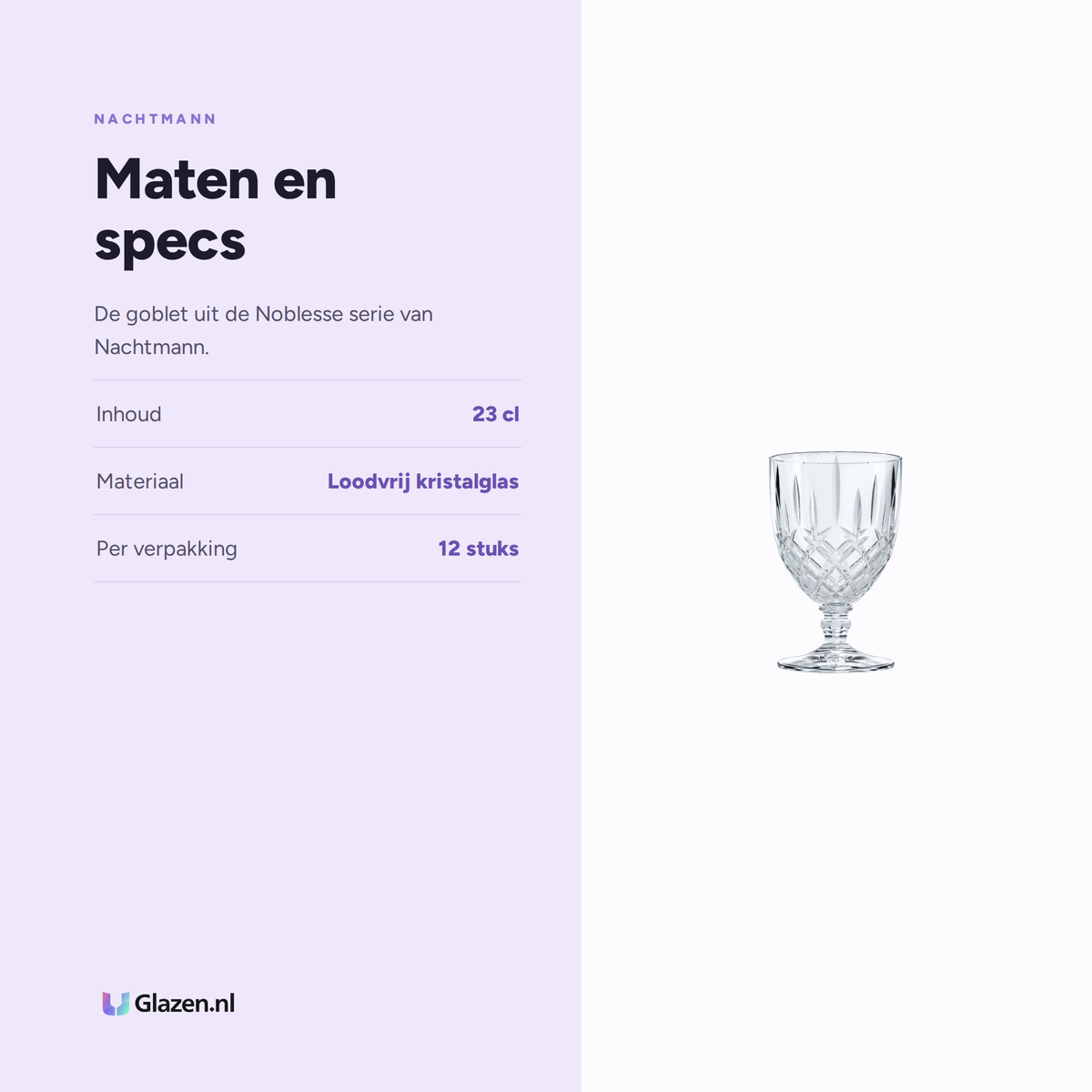 Maten en specs van Nachtmann Noblesse Goblet 23 Cl Klein