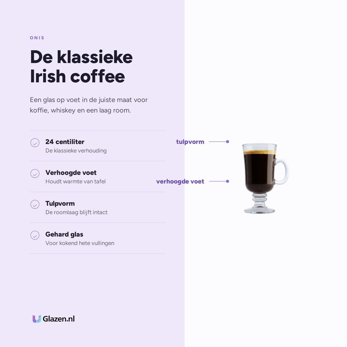 Eigenschappen van de Onis Bill Irish Coffee Glas 24 Cl - 6 Stuks