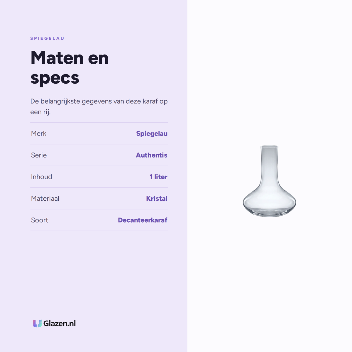 Spiegelau Authentis Decanteerkarafaraf 1 L maten en specs
