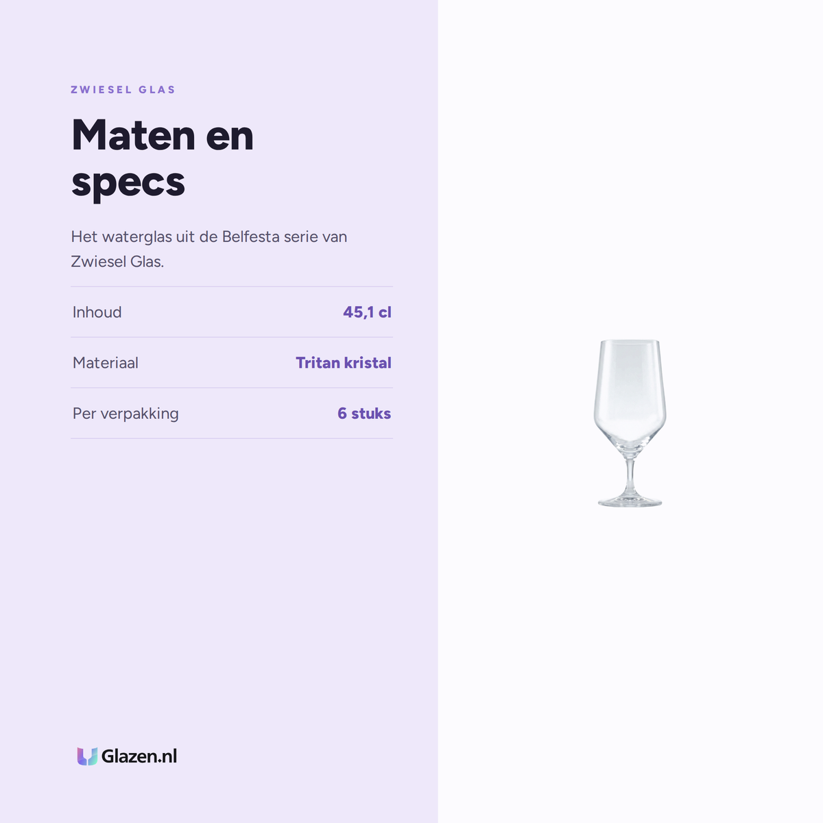 Maten en specs van Zwiesel Glas Belfesta Waterglas 45,1 Cl